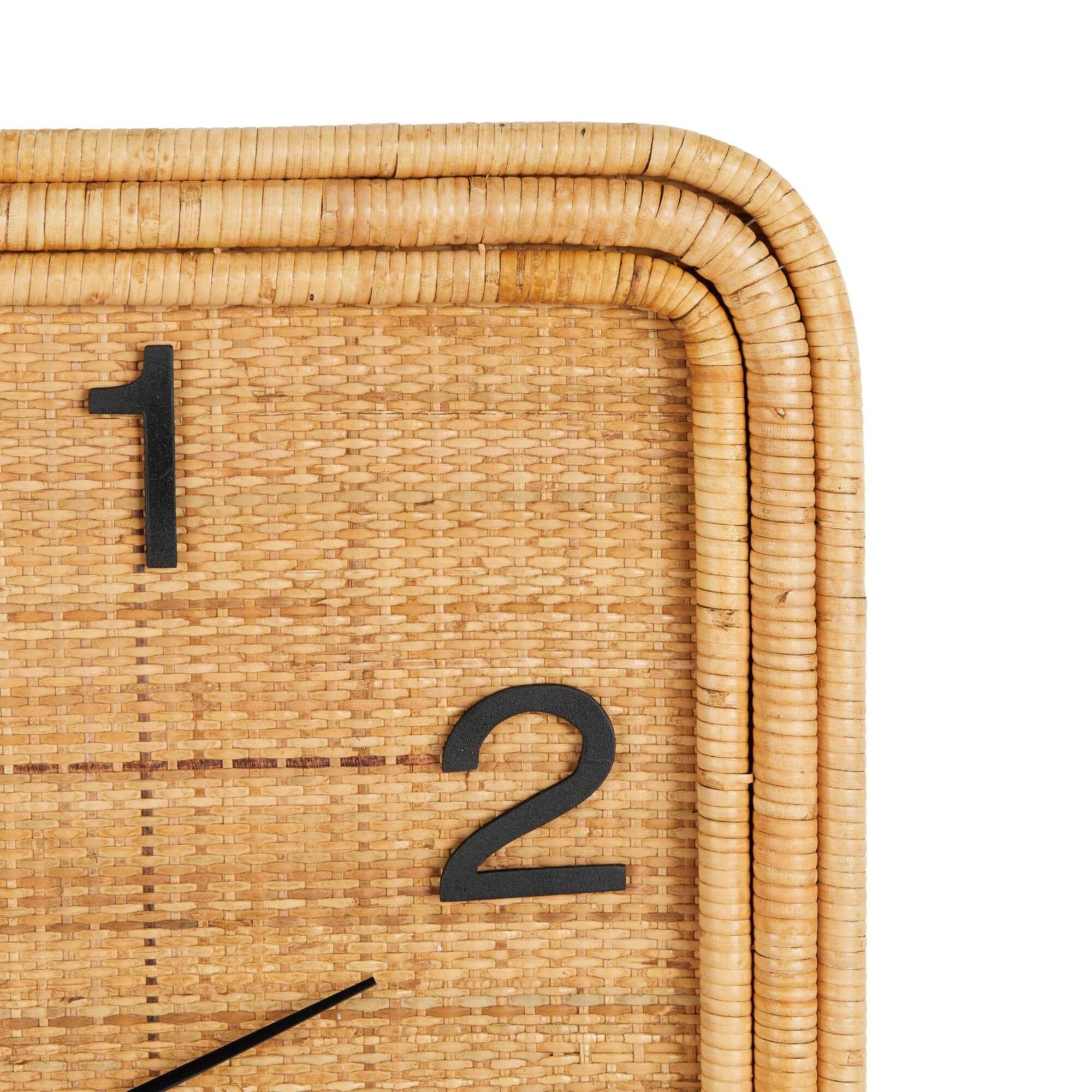 31" Brown Wood & Rattan Handmade Woven Decorative Wall Clock